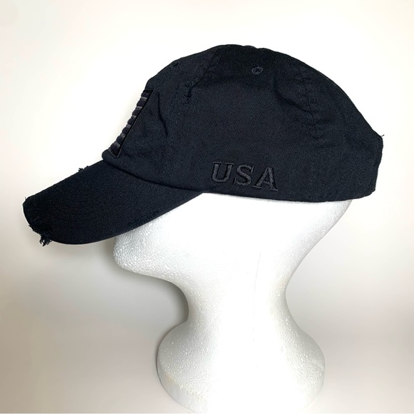 KBETHOS Black Distressed Baseball Cap with USA Flag Adjustable Strap Unisex - Picture 4 of 15